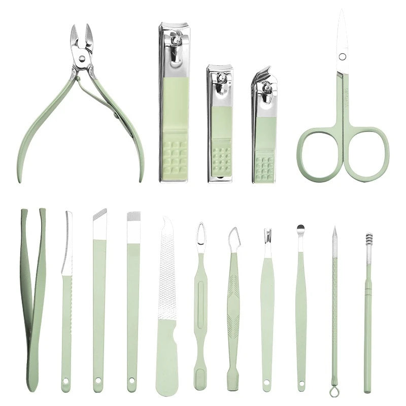 16 Pcs Nail Cutter Kit Pedicure Nail Scissors Stainless Steel Tool Set with Folding Bag - Varity