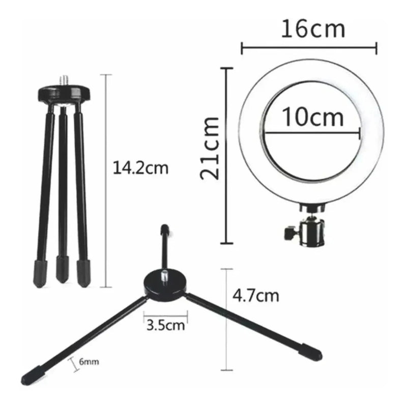 DAFUSHOP Ring Light Led Table Illuminator Small 6 Inch Tripod 16cm Youtuber Accessories Video Lighting Photo - Varity