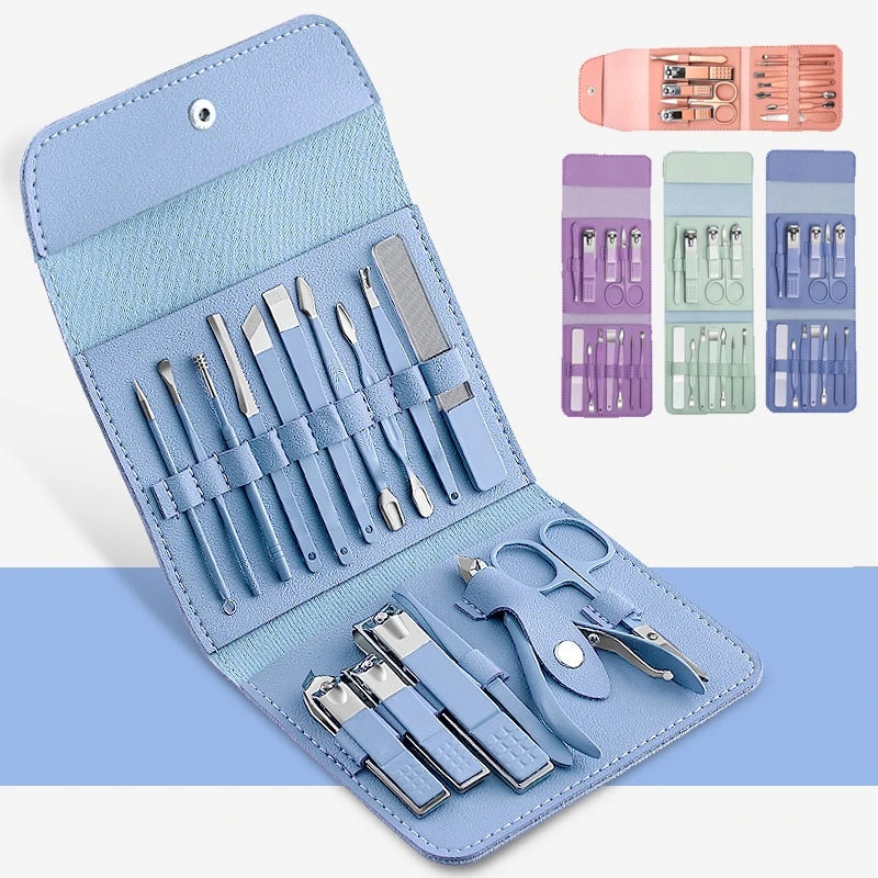 16 Pcs Nail Cutter Kit Pedicure Nail Scissors Stainless Steel Tool Set with Folding Bag - Varity