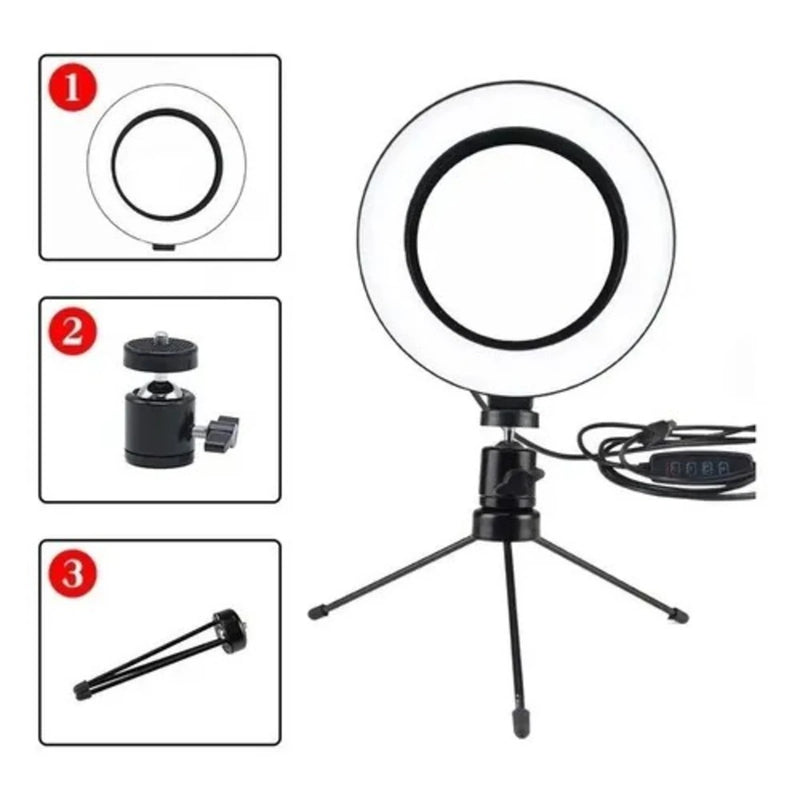 DAFUSHOP Ring Light Led Table Illuminator Small 6 Inch Tripod 16cm Youtuber Accessories Video Lighting Photo - Varity