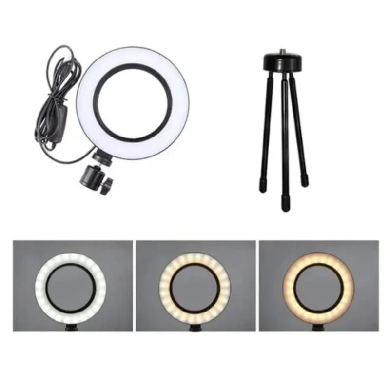 DAFUSHOP Ring Light Led Table Illuminator Small 6 Inch Tripod 16cm Youtuber Accessories Video Lighting Photo - Varity