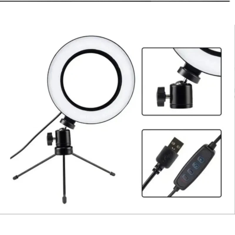 DAFUSHOP Ring Light Led Table Illuminator Small 6 Inch Tripod 16cm Youtuber Accessories Video Lighting Photo - Varity