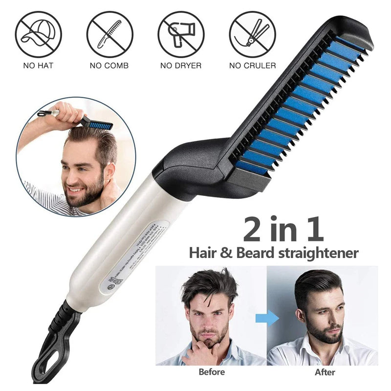 DAFUSHOP Chapinha Modelador Pente Portátil Para Cabelo E Barba Masculino Pente Elétrico Escova Alisadora - Varity