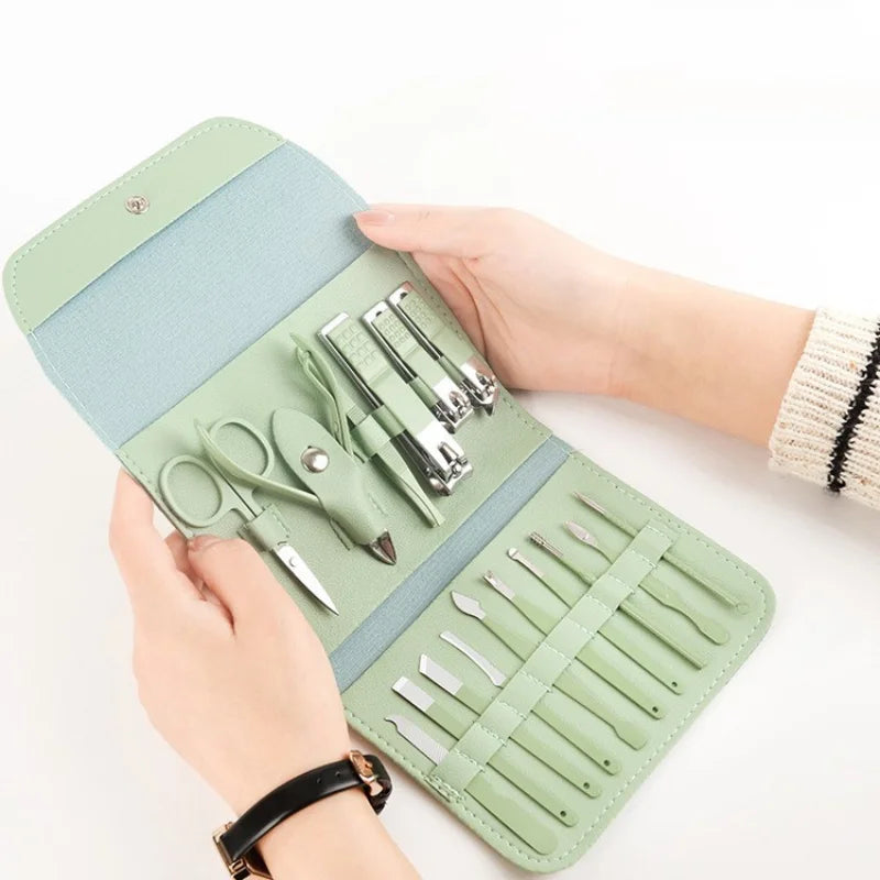 16 Pcs Nail Cutter Kit Pedicure Nail Scissors Stainless Steel Tool Set with Folding Bag - Varity